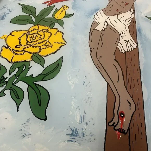 Vintage 1977 Attica Prison Inmate Folk Art Hand Painted Glass Jesus Crucifixion - Picture 6 of 16